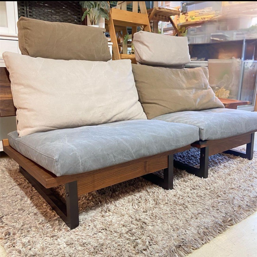 ブランド家具の買取　リサイクルショップシンプー　広松木工　フレックス　ウッドソファ　　ウォールナット　２～３人掛け　高級家具